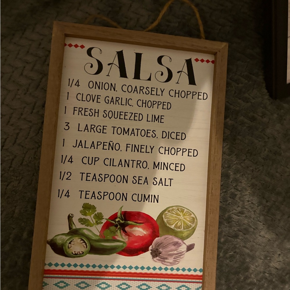 Wooden Salsa Recipe Wall Art